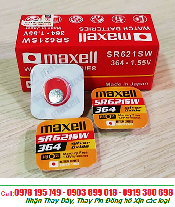 Maxell SR621SW _Pin 364; Pin đồng hồ 1.55v Silver Oxide Maxell SR621SW _Pin 364 (Japan) _Vỉ 1viên